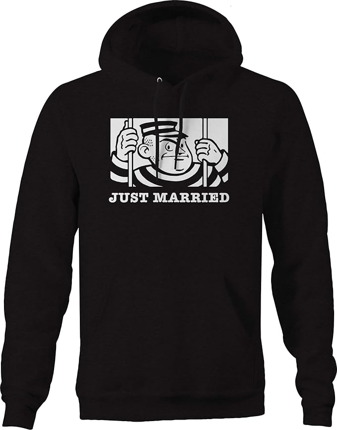 Novelty Inc Funny Just Married Hoodies for Men Black