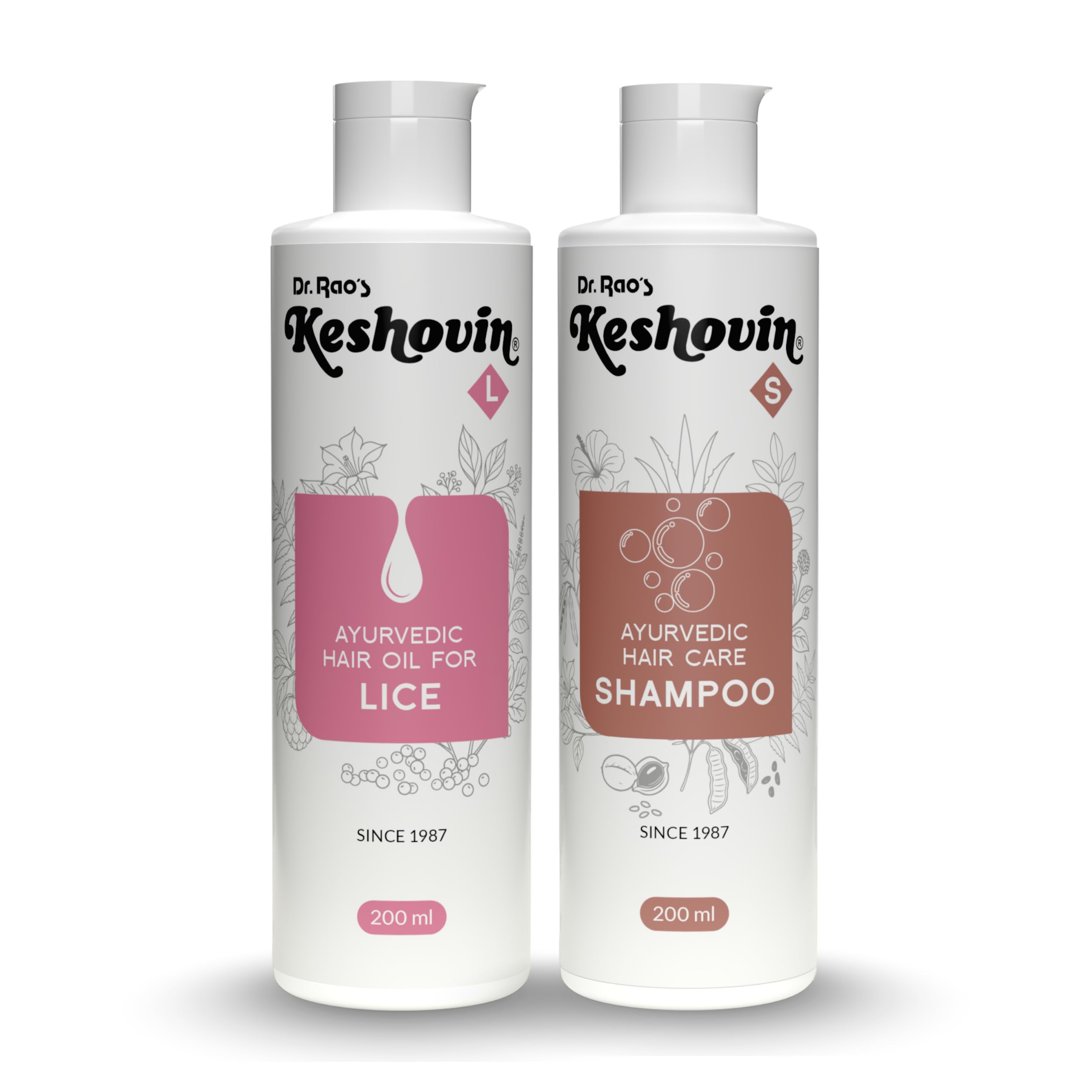 Keshovin L Anti-Lice Hair Oil & Keshovin-S Ayurvedic Shampoo for Lice Removal Combo – 200 ml Each
