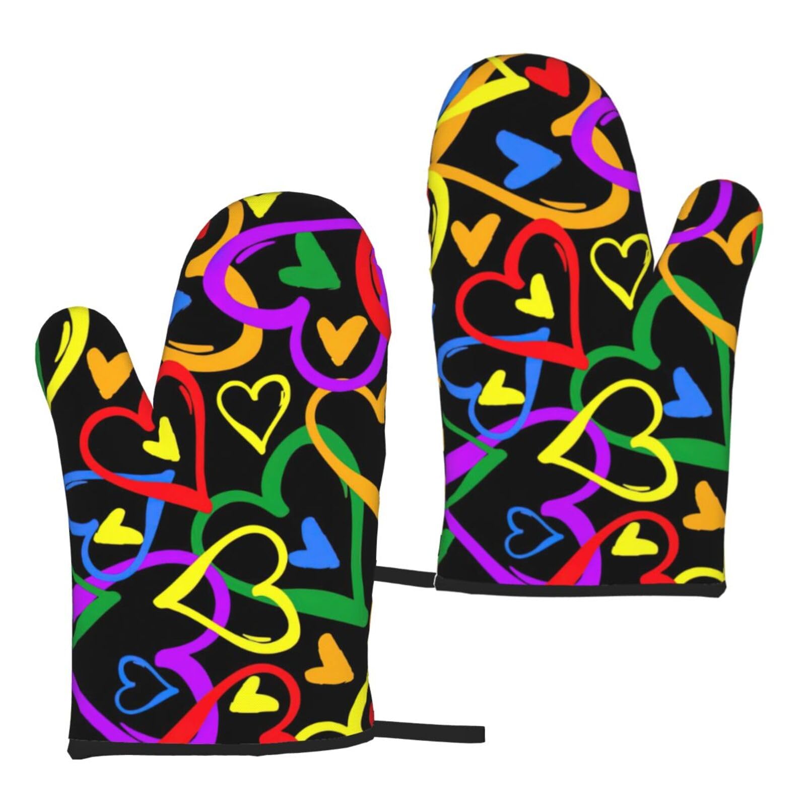 Gay Pride Rainbow Print Women Men Universal Fit Heat Resistant Oven Gloves Cooking Grilling Indoor Outdoor