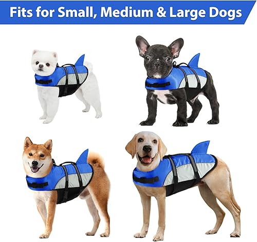 Miniatura 6 de ALAGIRLS Chaleco salvavidas de tiburón para perros pequeños para kayak, natación, barco, chaleco salvavidas de seguridad para nadar para cachorros y