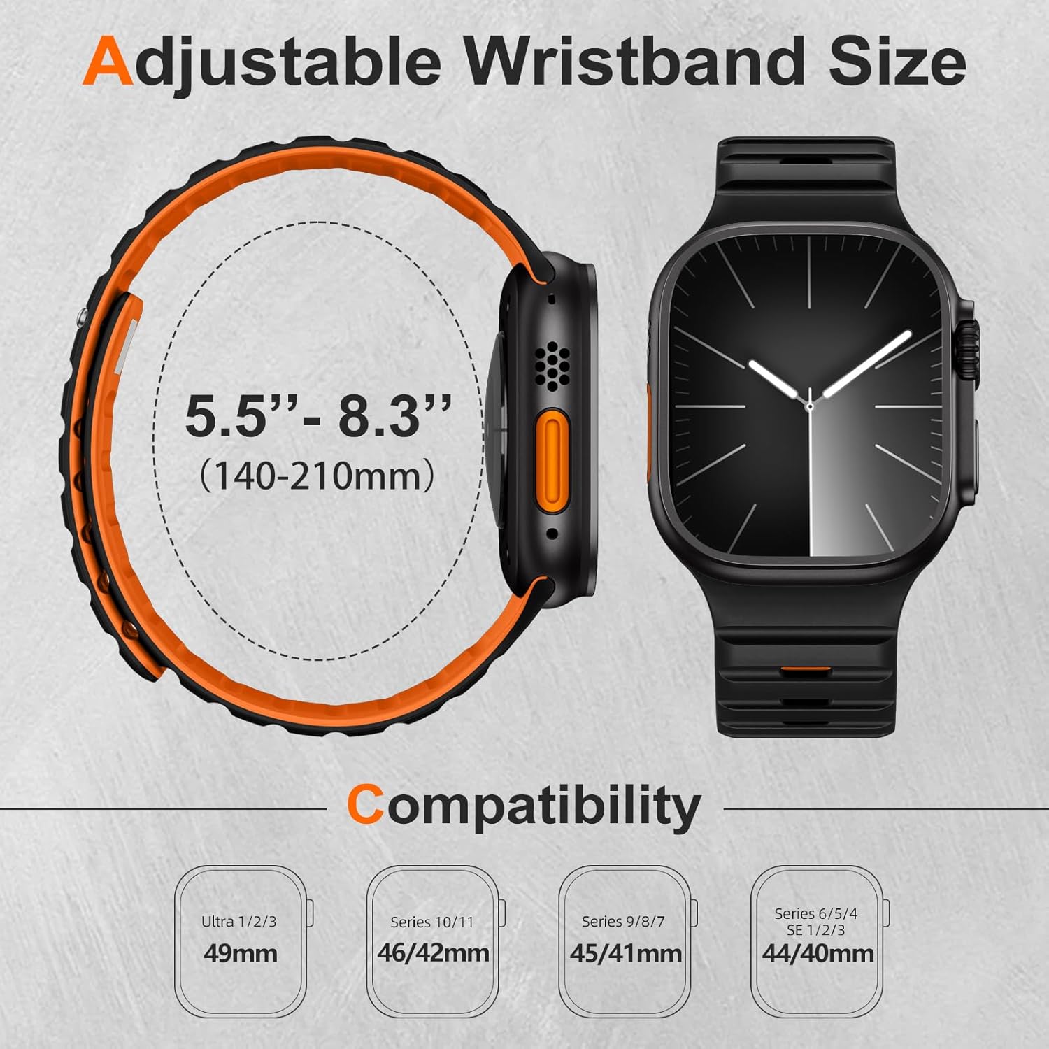 Easuny Magnetic Loop Compatible with Apple Watch Ultra 3 2 1 Bands for Men 49mm 46mm 45mm 44mm, Sport Silicone Breathable Watch Strap for iWatch Series 11 10 9 SE 8 7 6 5 4 Ultra 3/2/1