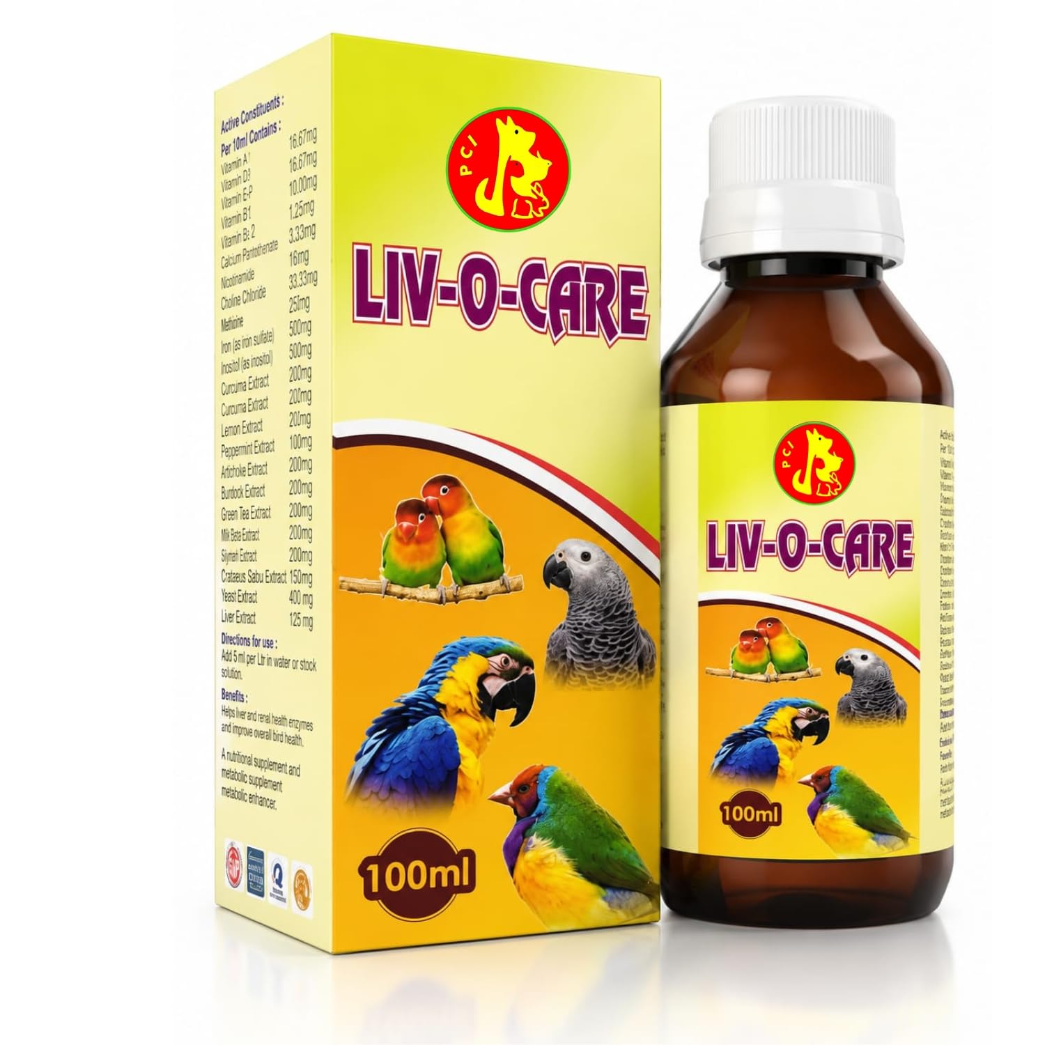 Pet Care International (PCI) Liv-O-Care to Help Detoxify Liver System for Healthy Bird Healthcare, (Pack of 2) (100ml)-picture-30