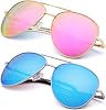 EYEGUARD 2 Pack Bifocal Reading Sunglasses for Women and Men UV400 Protection Classic Aviator Sun Readers 1.0
