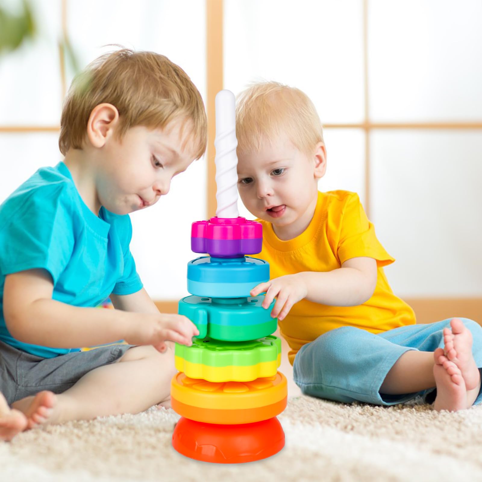 BYFWH Obrotowa zabawka dla dzieci w wieku od 12 miesięcy, możliwość układania w stosy, zabawki dla małych dzieci w wieku od 1 do 3 lat, zabawki Montessori do nauki sensorycznej dla dzieci