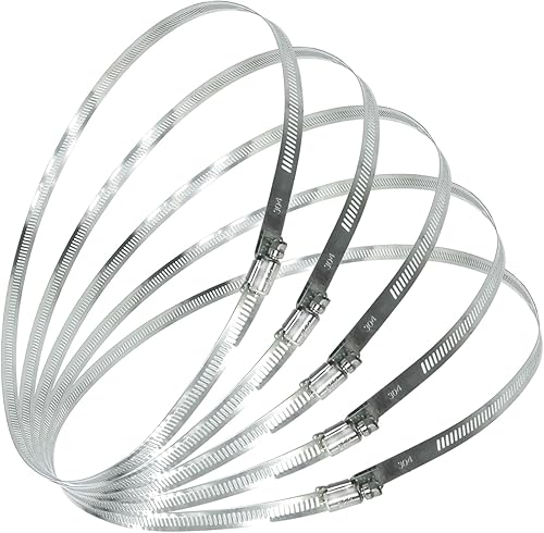 5 abrazaderas de manguera grandes de 17.7 pulgadas17.717 in, abrazaderas de manguera de engranaje helicoidal ajustables, abrazaderas de metal