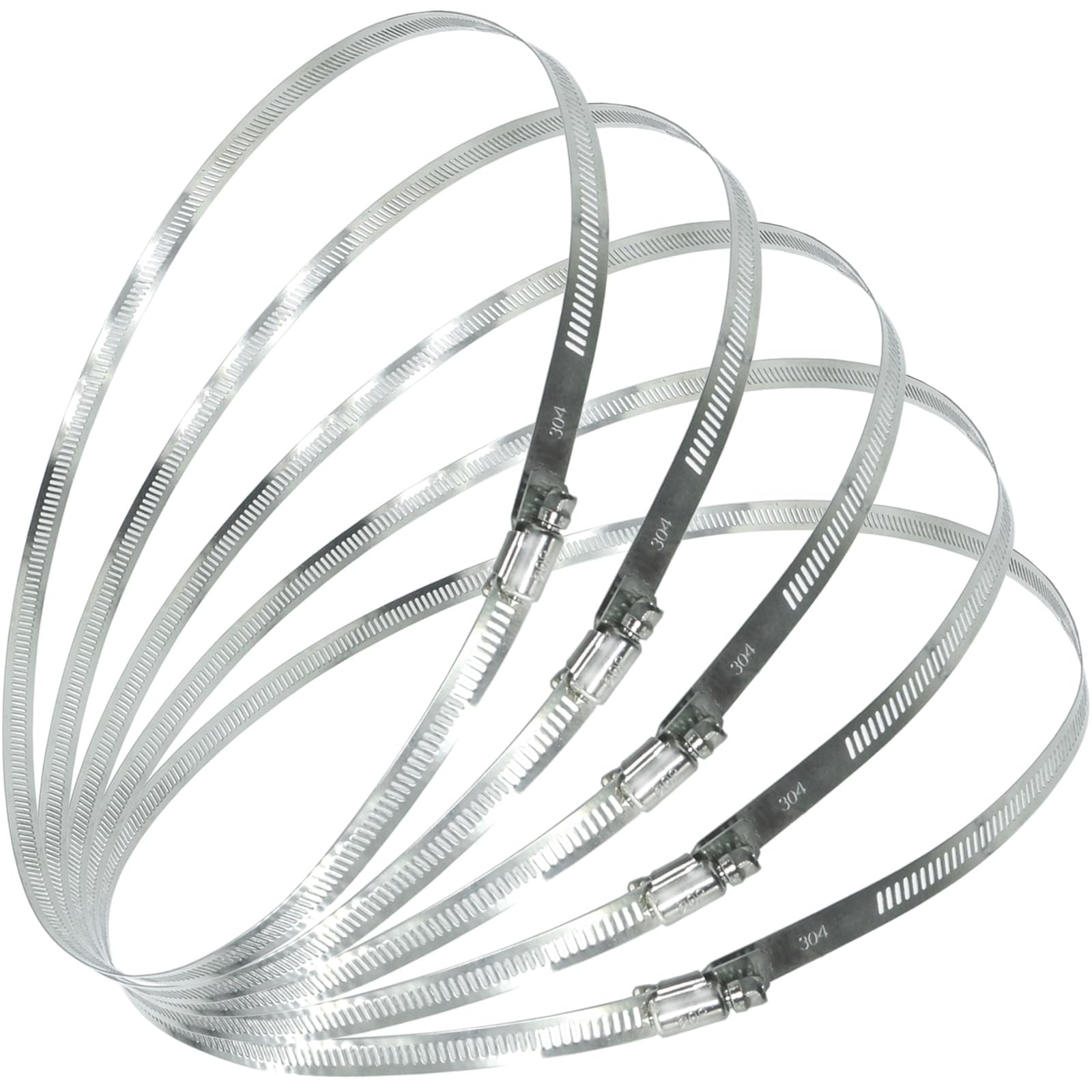 TEXNINC 5 Pcs 17.7-Inch/450mm (Diameter) Large Hose Clamps Stainless Steel Pipe Clamp, Adjustable Worm Gear Hose Clamps Heavy Duty Metal Clamps for