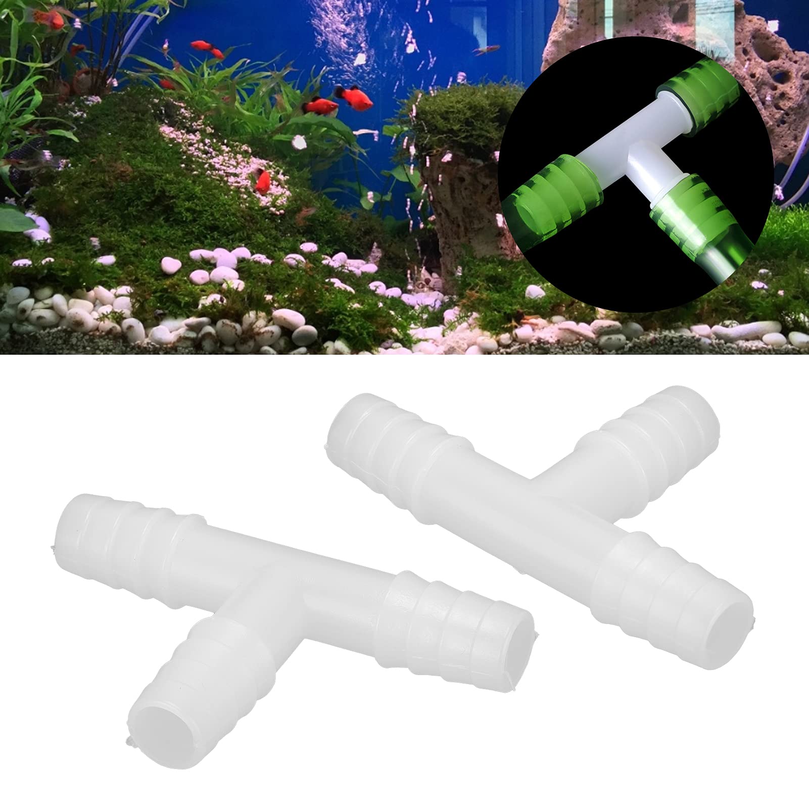 Zerodis T Shape Control Valve, Water Pipe Joint Aquarium Airline Tubing Connectors 10mm Air Tube Connectors Plastic for Fish Tank - Image 4