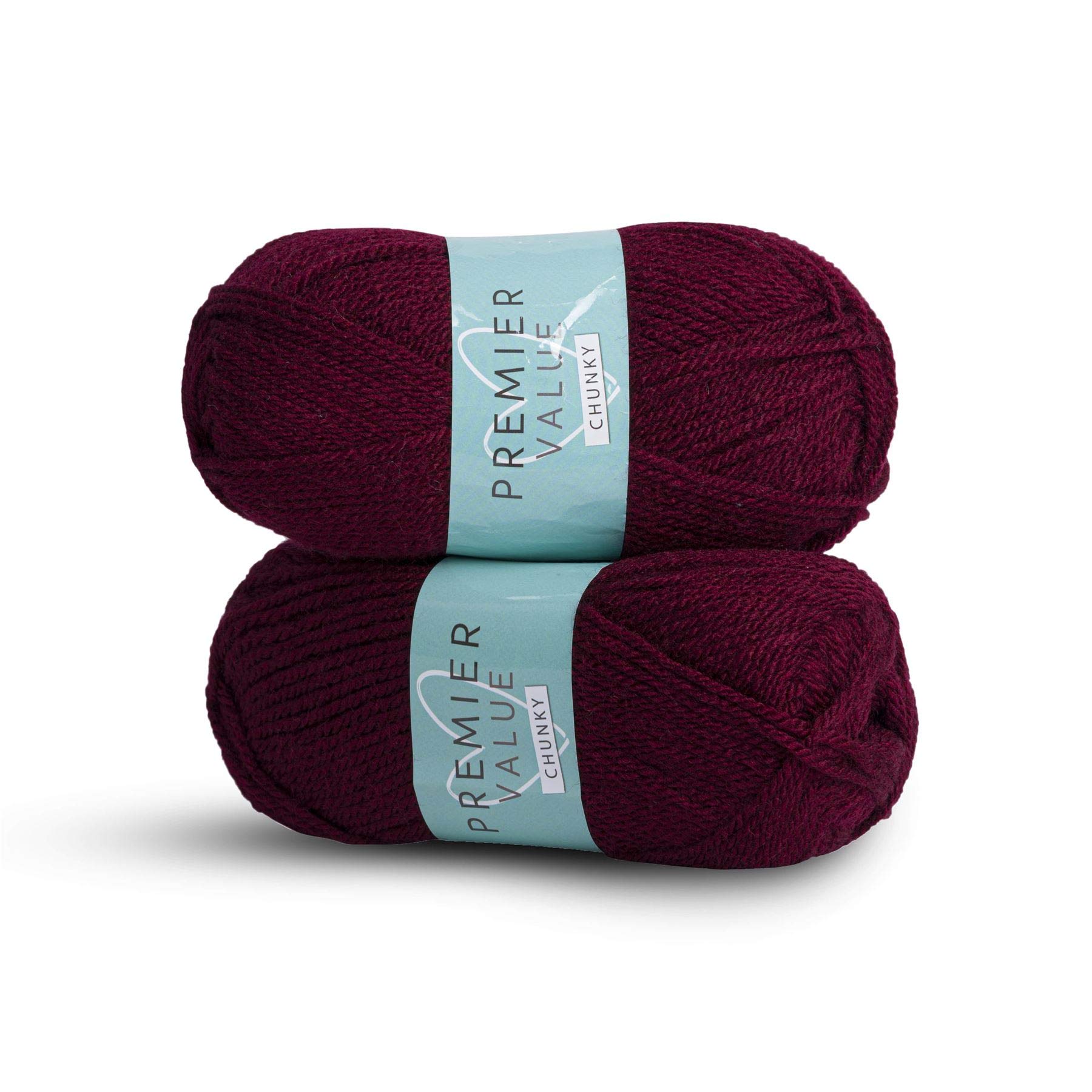 SleepyNights Premier Value Chunky - Yarn Knitting Wool Acrylic 2 Pack (2 x 100g) - Wine 4613