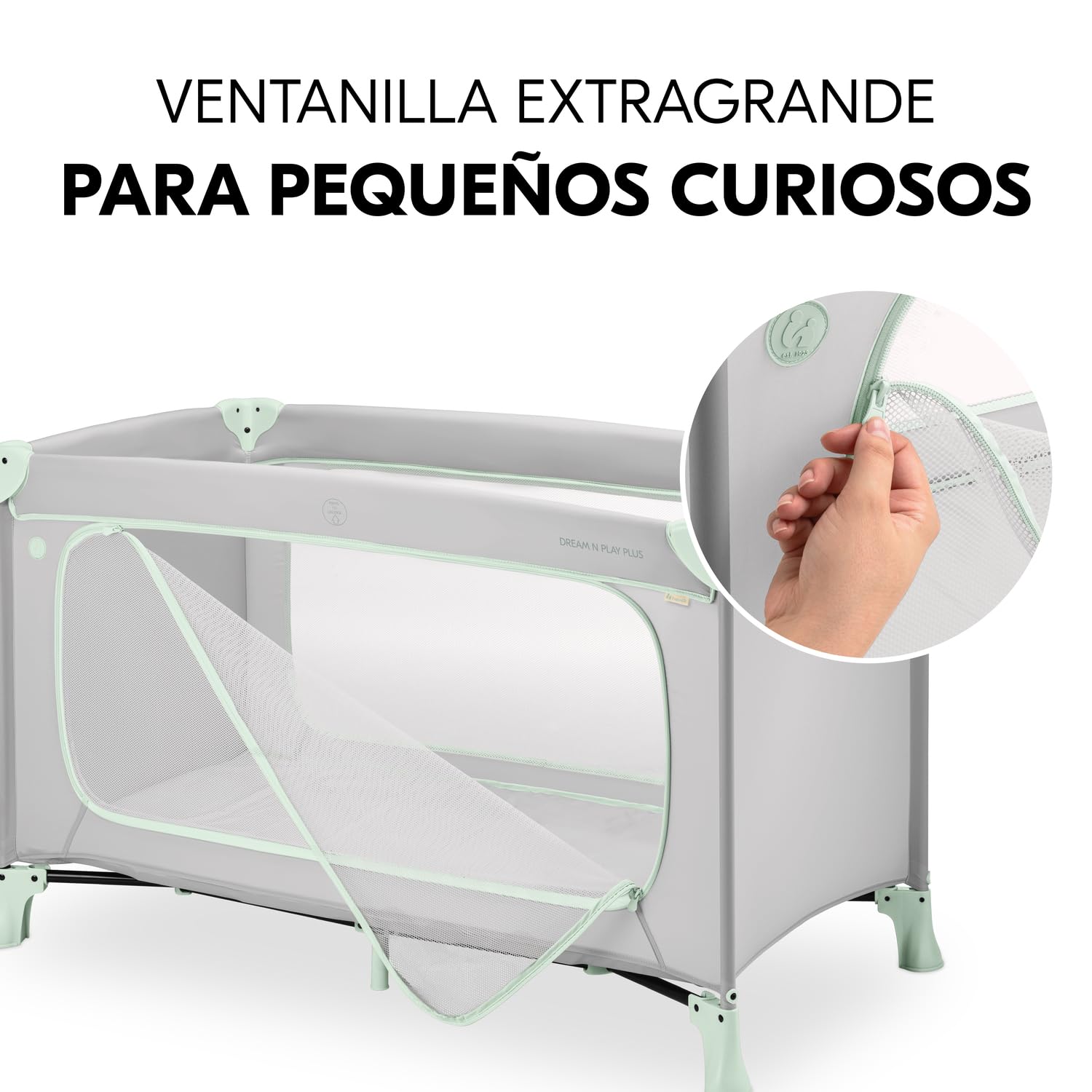 hauck Dream N Play Plus Cuna de Viaje Bebe - Plegado Compacto - Dusty Mint