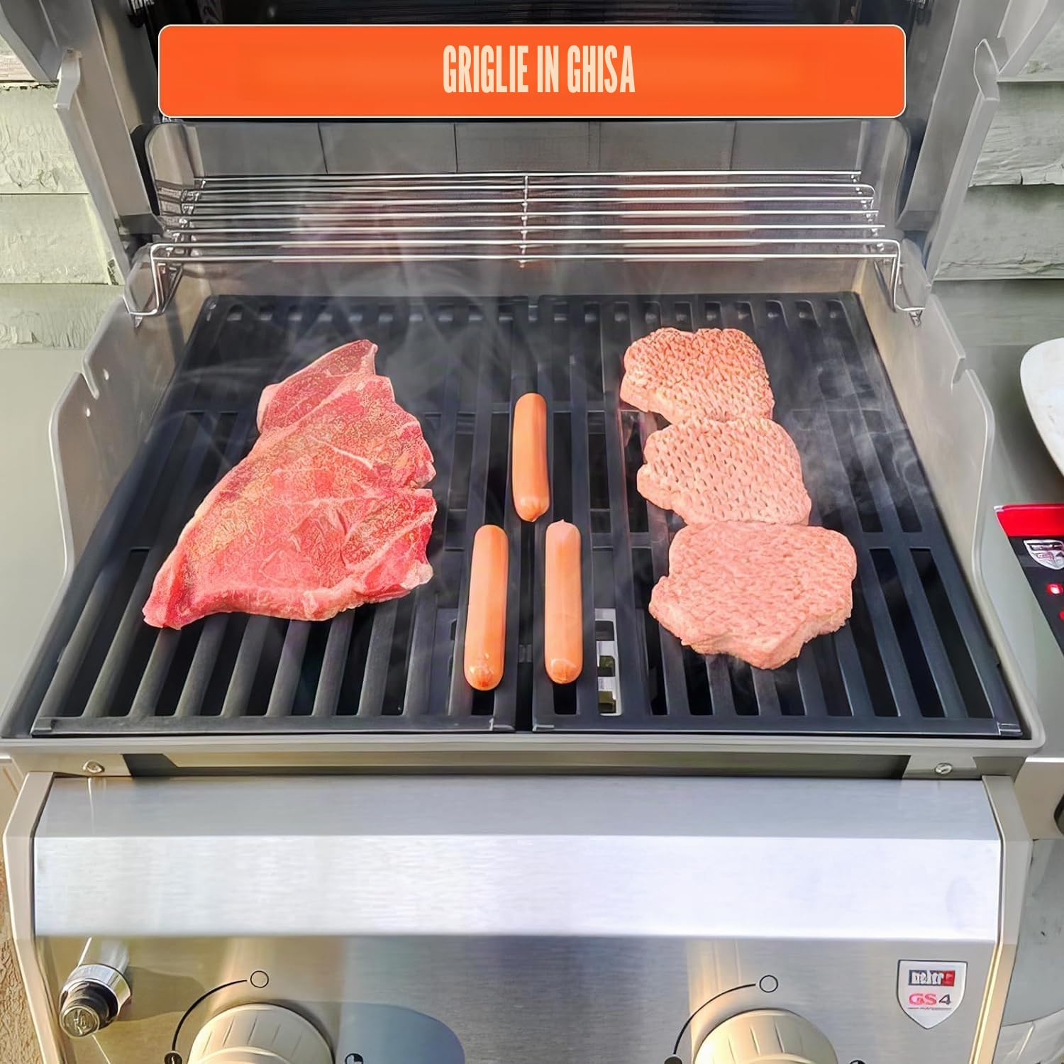GFTIME 7637 44,5 cm x 26 cm Griglie per griglia in ghisa per Weber Spirit 200, Spirit E-210, E-220 S-210, S-220 con comandi Frontali. Griglie di Cottura per griglia Weber Spirit (Confezione da 2)