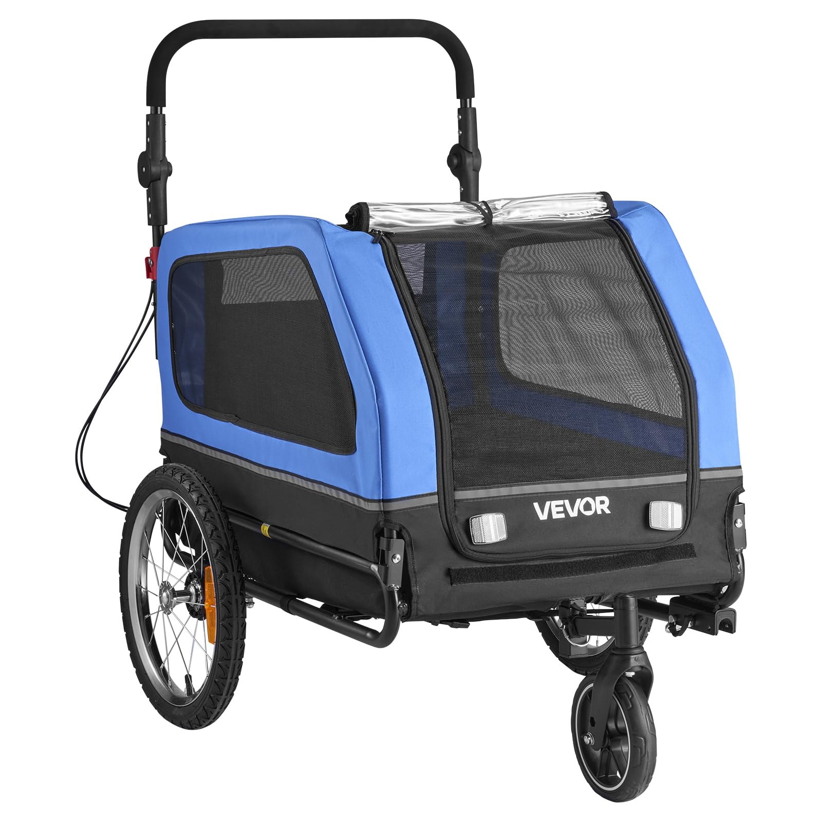 VEVOR Rimorchio per Bici per Cani, Supporta Fino a 40 kg, Carrello Portabici, Telaio Pieghevole Facile con Ruota a Sgancio Rapido, Attacco Universale per Bicicletta, Guinzaglio Interno