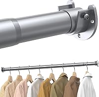 Supforce Heavy Duty Adjustable Closet Rod 17-54 Inches, 66 lbs Capacity Stepless Metal Hanging Rod for Wardrobes, Laundry, RV - Silver