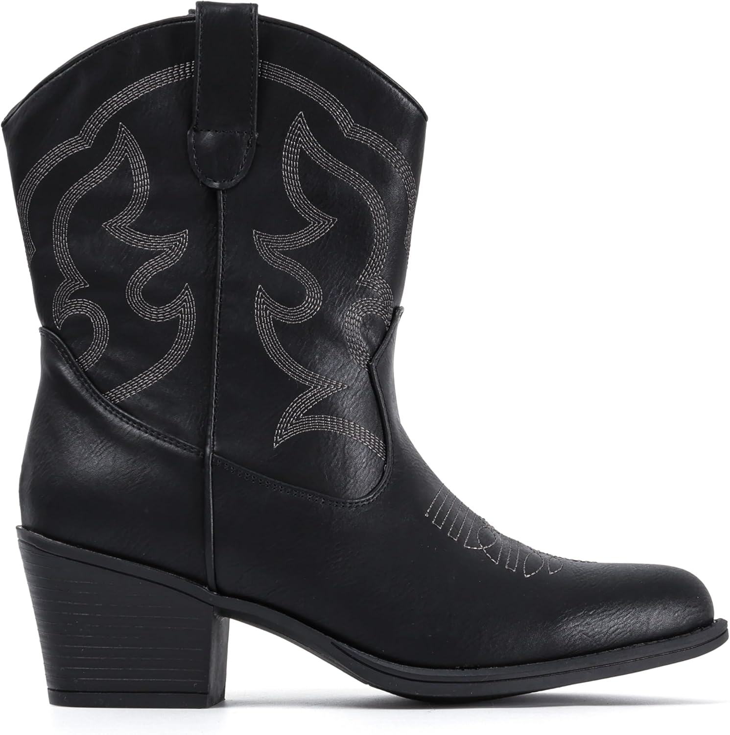 IXU Cowboy Boots for Women Wide Suede Ankle Western Cowgirl Boots Mid Calf Pointed Toe Short Chunky Classic Booties - Image 5