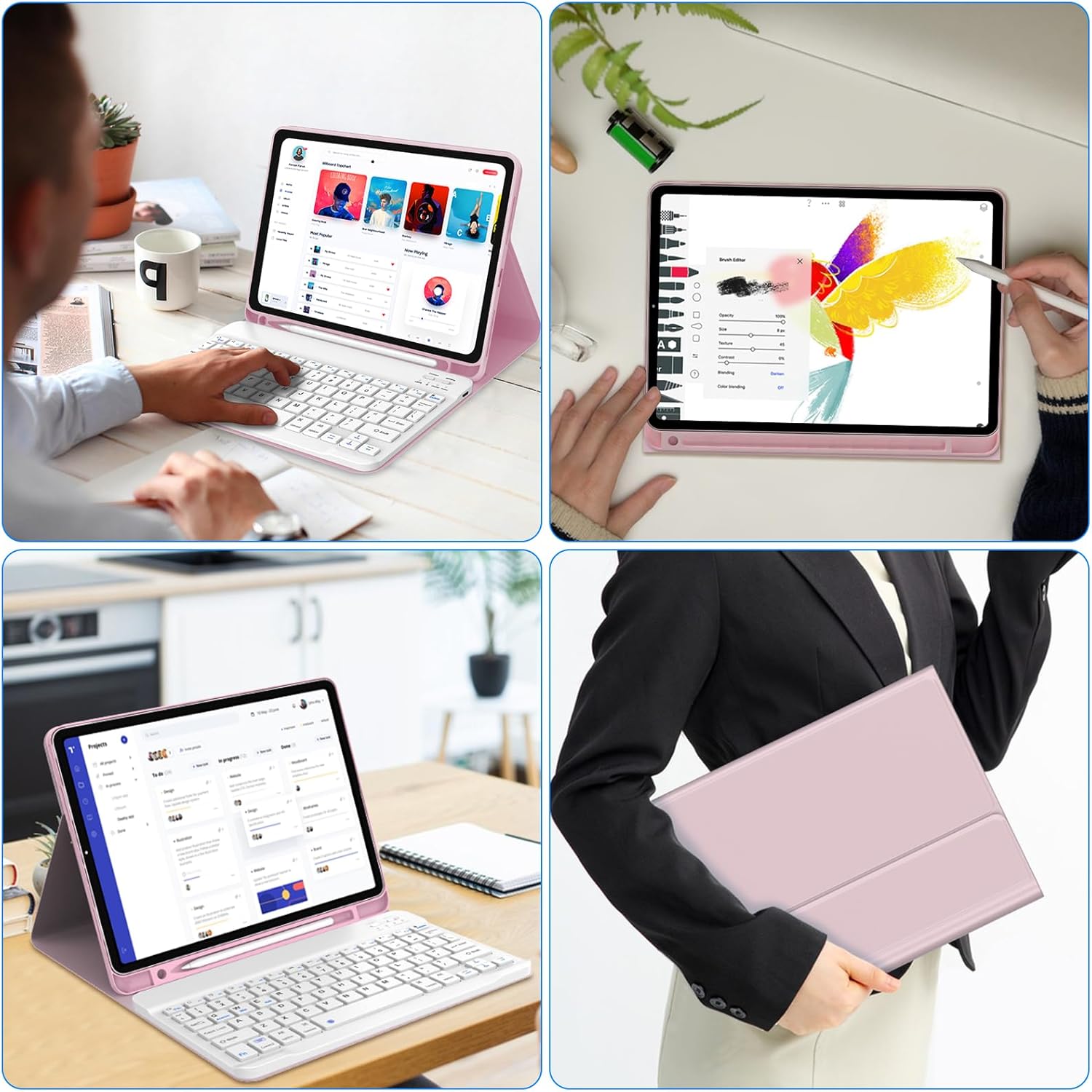 Keyboard Case for iPad (A16) 11th/10th Generation 11&10.9 Inch with Pencil Holder, Magnetic Detachable Wireless Bluetooth Folio Keyboard Cover for iPad 11th/10th Gen 2025/2022-Pink - Image 7
