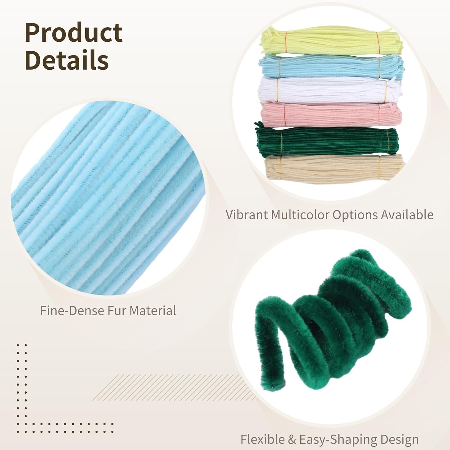 Craft Pipe Cleaners Set 600 Pieces, Color Fuzzy Stems, 11.8 in