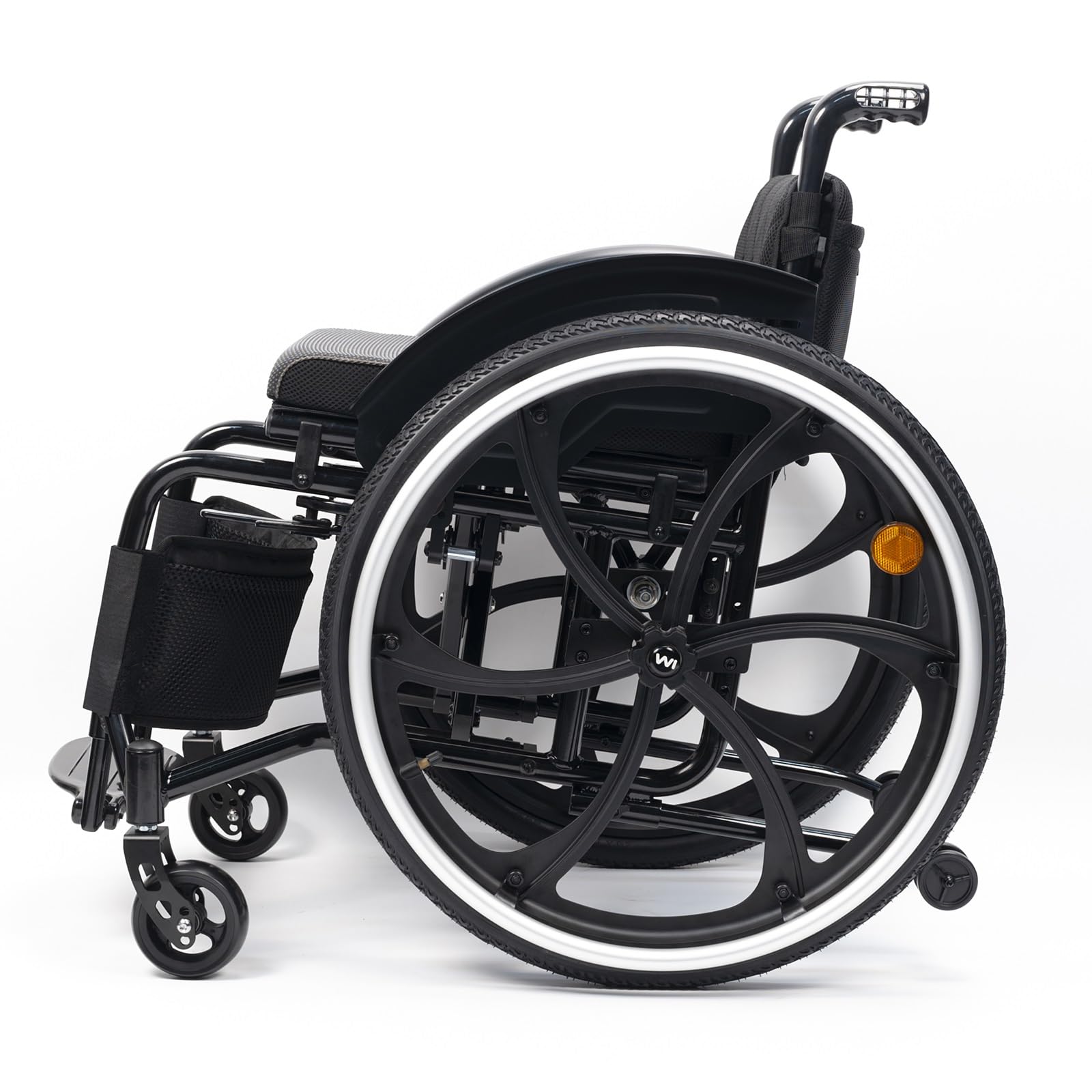 Lightweight All-Terrain Sports Wheelchair,Portable Folding Wheelchair for Adults,220Lbs Load Capacity(Black A,40cm/15.7in)