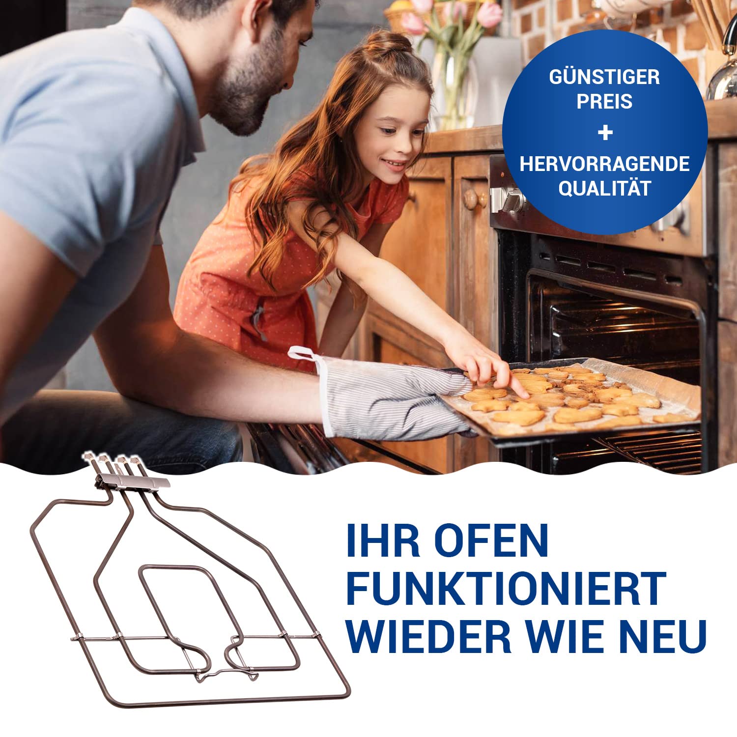 VIOKS Heizelement 230v Ersatz für BOSCH 00470845 470845 EGO 20.41384.000 & Heizspirale Grill Oberhitze Balay Bosch Ofen Constructa Backofen Herd Siemens Herd Junker&Ruh Neff Pitsos