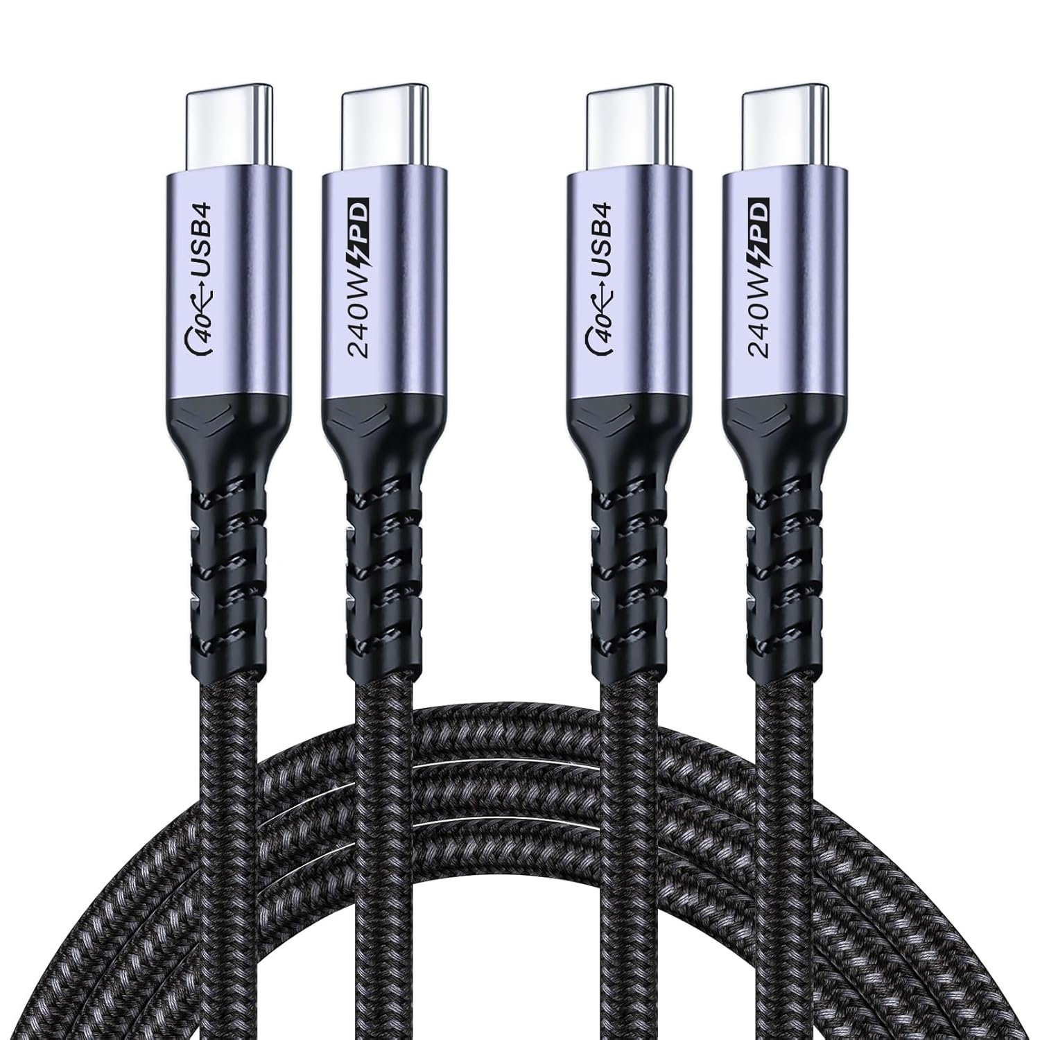 USB C Cable 80Gbps 1.5ft 2 Packs, Short USB 4 Cables 240W, Gen 4 Data Cable, 16K 8K @60Hz 4K120Hz HDR Video Output Compatible with Thunderbolt 5, iPhone 16 Pro Max, MacBook, iPad, SSD, Monitor