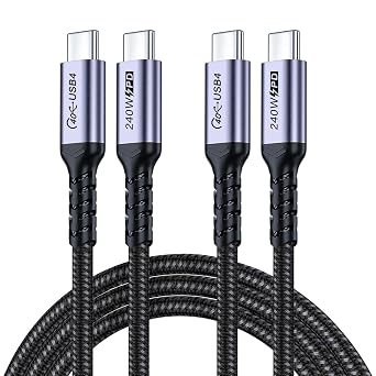 USB 4 Cable 6.6FT 2 Packs, 240W USB C Cord, High Speed 40Gbps Data