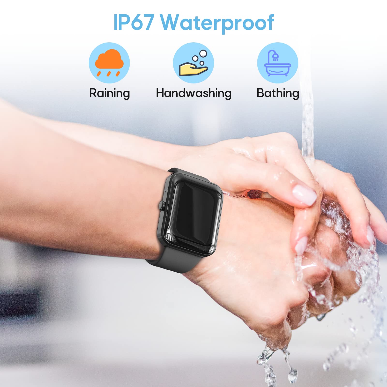 Nemheng Montre Connectée Homme Femme avec Appel,1.83 "Tracker d'Activité avec Podomètre Montre avec Assistant Vocal, Cadran Personnalisé，SpO2，Sleep Monitor Smartwatch pour Android iOS Noir