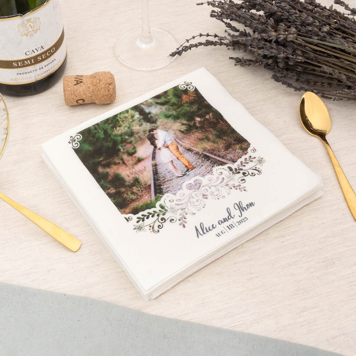 Wanapix | Servilleta de Papel Personalizada | Pack 10 Unidades | Personalizado con Foto y Texto | Logo Empresas | Decoración Eventos | 3 Capas