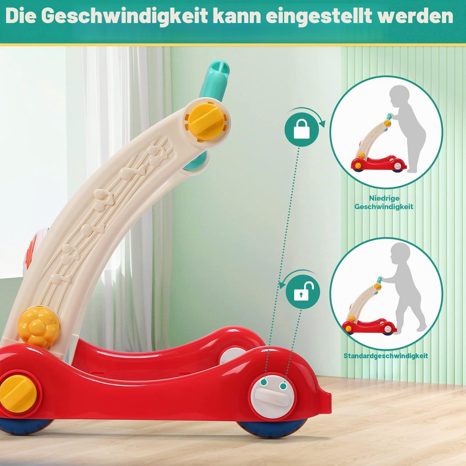 CUTE STONE Spiel-Fitnessstudio für Babys, Klavier, Trittbrett, Lernmatte für Babys, Musikaktivitäten mit Lichtern, Spielmatte für Babys von 0-24 Monaten