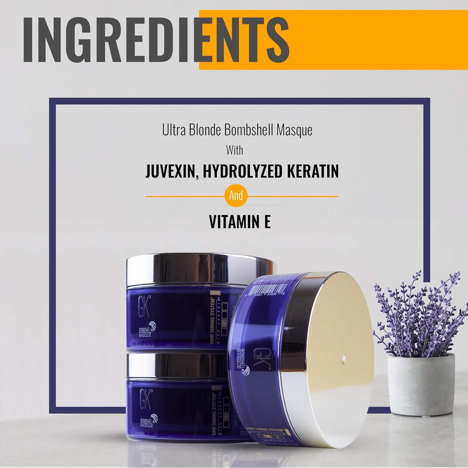 GK HAIR Global Keratin Ultra Blonde Bombshell Masque (7.05 Fl Oz/200 g) Semi-Permanent Long Lasting Hair Toning Color Pigments Moisturizing Styling and Coloring Mask for All Hair Types Unisex