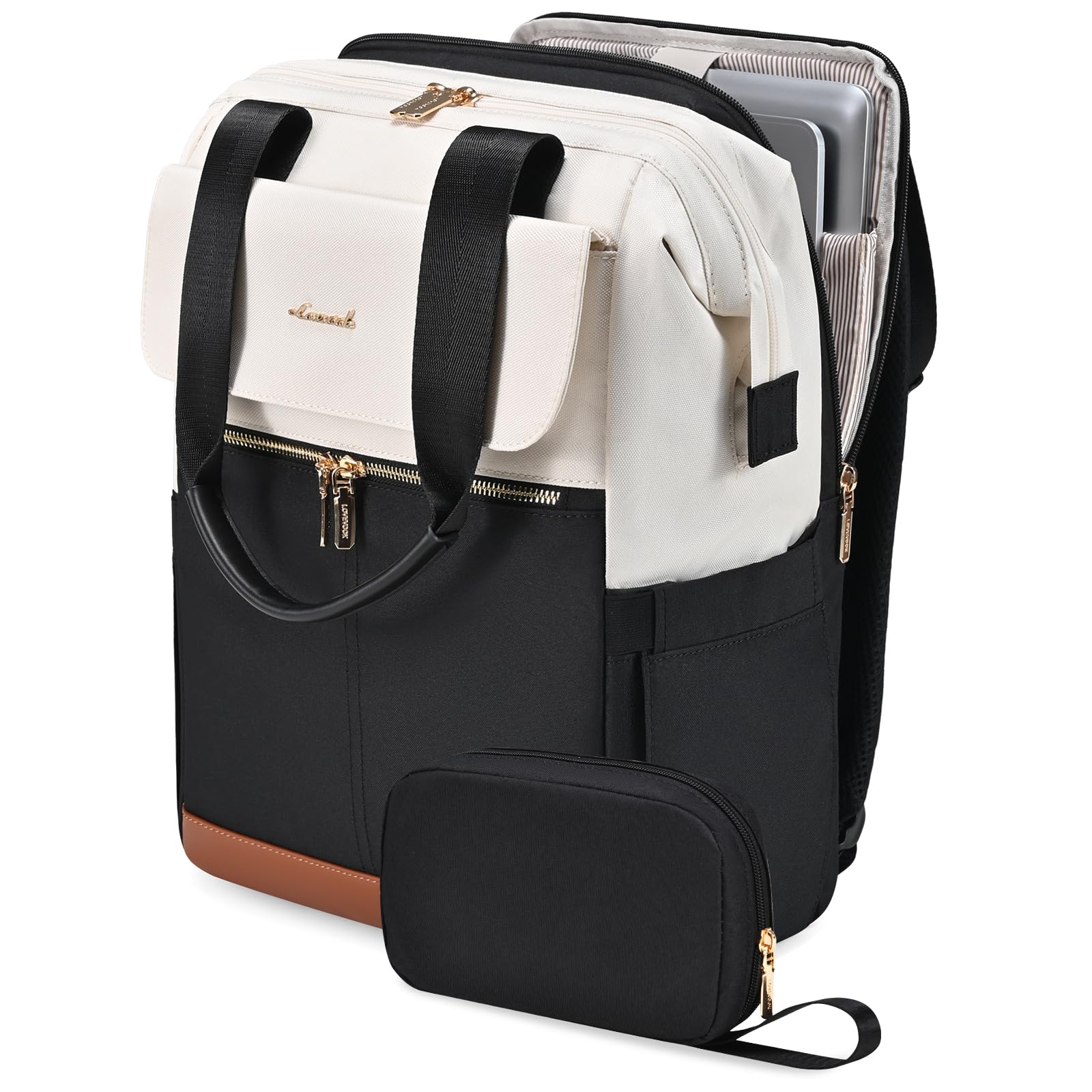 LOVEVOOK Laptop Backpack for Women, 15.6 Inch Work Laptop Bag with USB Port, Fashion Teacher Nurse Backpack Purse, Waterproof Travel Computer Backpack with Organizer Bag, 2PCS