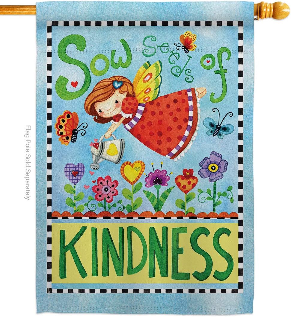Breeze Decor H104088-BO Sow Seeds of Kindness Spring Floral Decorative Vertical, House Flag 28"x 40", Multi-Color