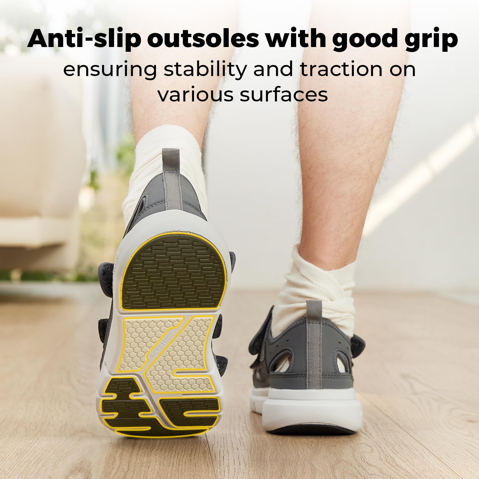 FitVille Sandali Diabetici Uomo Scarpe Ortopediche Larghe Sandalo Comodo per Anziani Fascite Plantare Piedi Gonfi