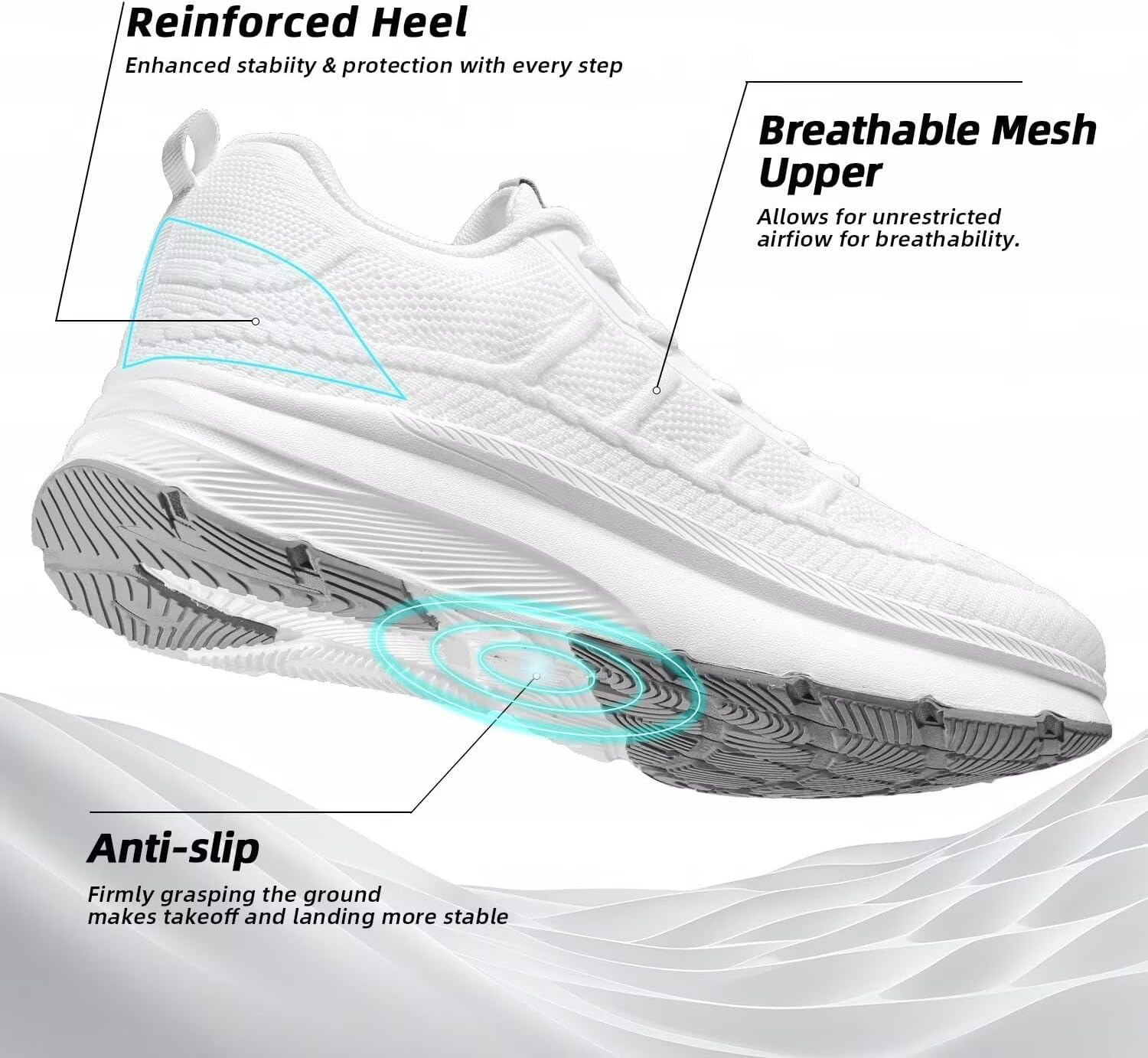 KDN Men's Wide Toe Box Shoes Cushioned Road Running Shoes Non Slip Mens Walking Sneakers for Wide Feet Comfortable Athletic Gym Workout Shoes Wide Width - Image 7