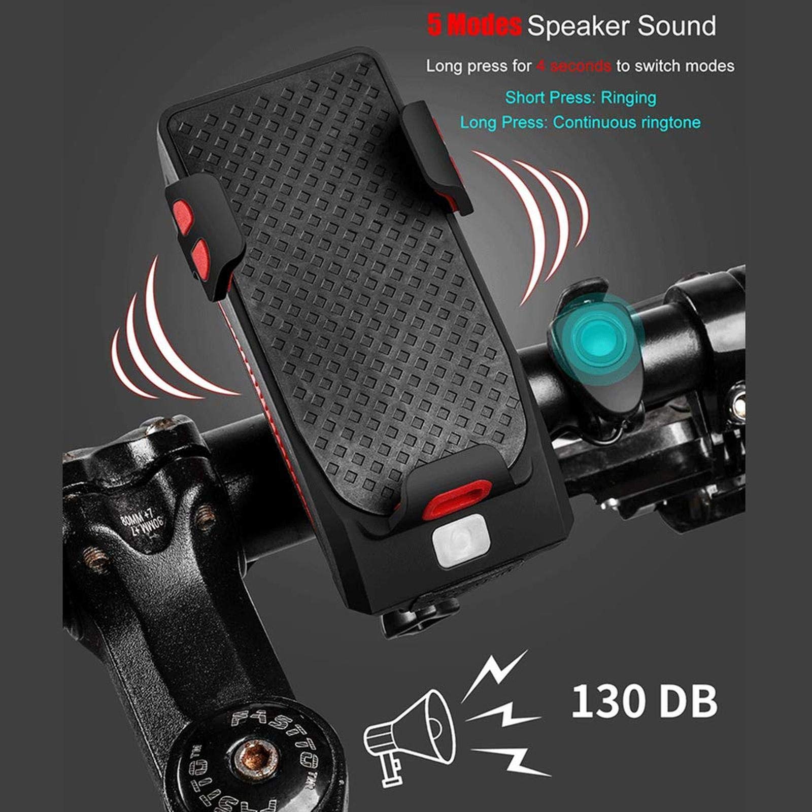 Światła rowerowe, Światła rowerowe, Światła rowerowe, 4 w 1 Przednia lampka rowerowa Reflektor z lampką klaksonu Uchwyt na telefon Zasilanie Usb Czarny na Rower górski Rower szosowy