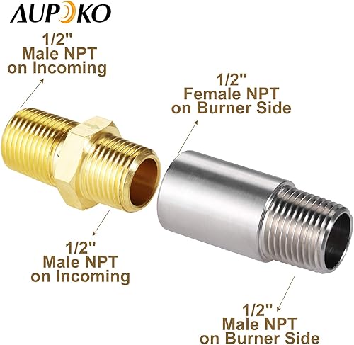 Miniatura 3 de Aupoko Fogatas de gas propano líquido, válvula mezcladora de aire de 12 pulgada, válvula mezcladora LP con alta capacidad de 150 K BTU y acero
