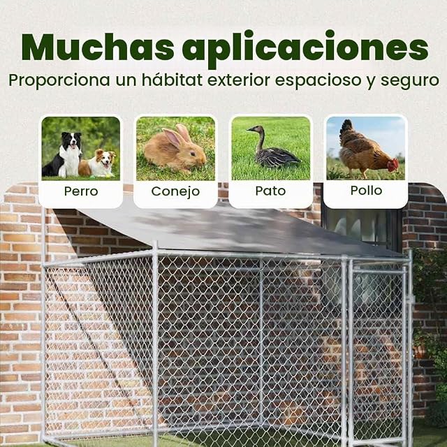 Foto 6 de 8 de vidaXL Jaula de Perros Techo y Puerta Acero galvanizado Gris 2x2x2 m