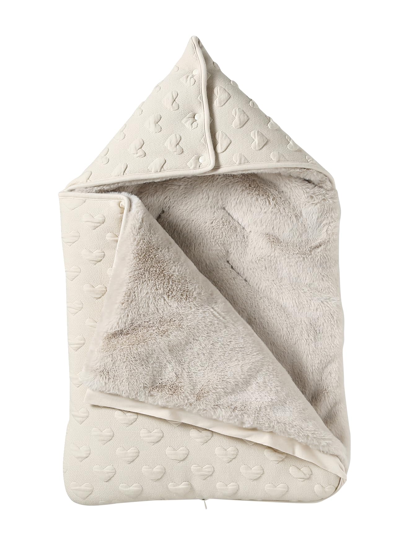 VERTBAUDET Warmer Baby Ausfahrsack mit Jacquard-Herzen beige