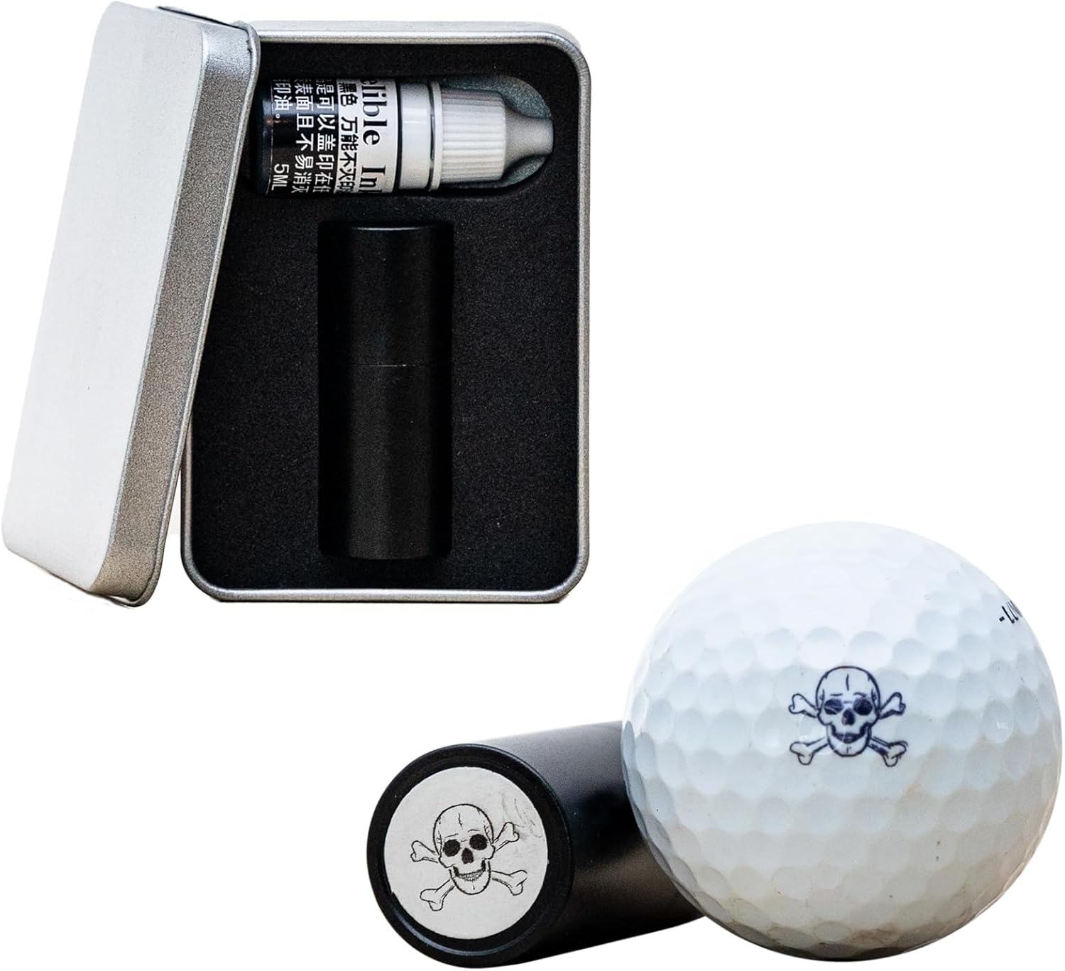 Golf Ball Stamp Waterproof Aluminum Golf Ball Stamper with Refillable Permanent
