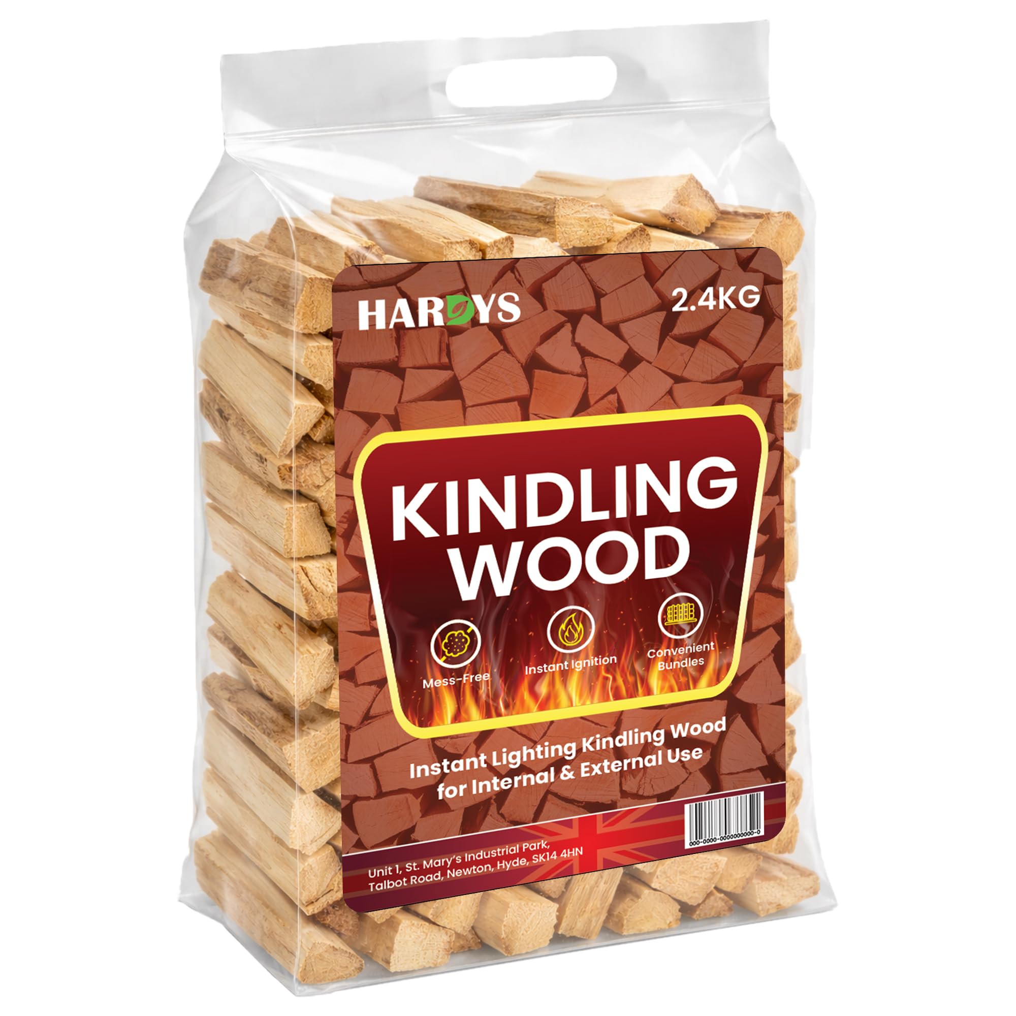 Hardys Kindling Wood, 1 Pack - 2.4kg Approx. | Instant Light Firewood Logs, Smokeless - Kiln Dried - BBQ, Fire Heat Logs for Wood Burner, Pizza Oven, Open Fire Pit