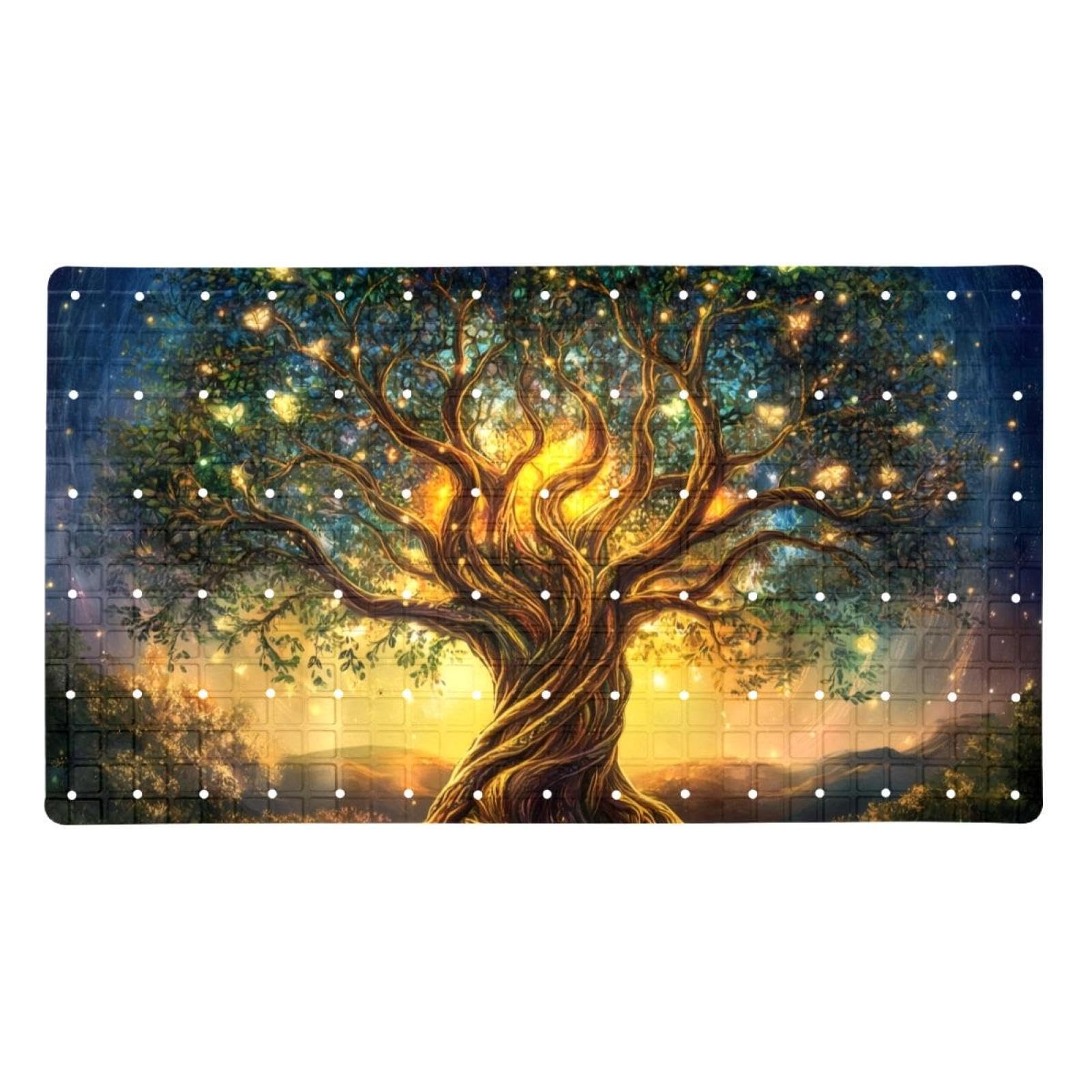 Rutschfeste Badematten für Badezimmer, Motiv: Baum des Lebens, ästhetisches Muster, rechteckige Badewannenmatte, maschinenwaschbar, 40 x 70 cm