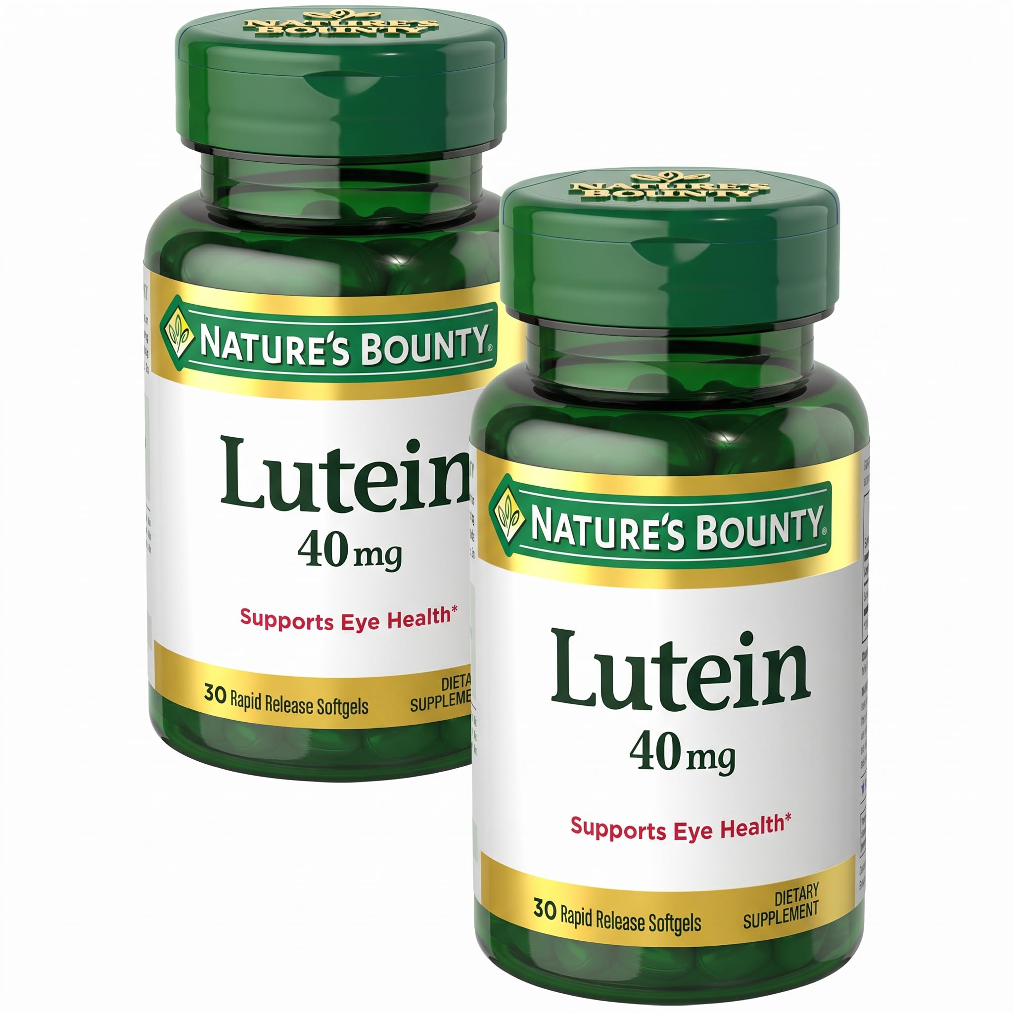 Nature's Bounty Lutein Pills, Eye Health Supplements and Vitamins, Support Vision Health, 40 mg, 30 Softgels, (Pack of 2)