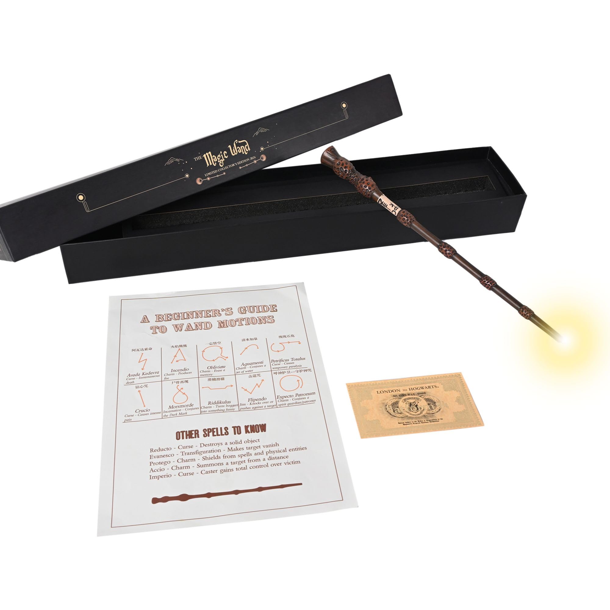 Fusked Dumbledore Light Wand - HP Accesssories Toy for Kids Gift - Cosplay Magic Wands Stick (Limited Edition 2024), Brown