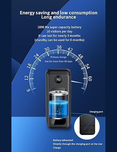 Miniatura 7 de Timbre inteligente inalámbrico M3 2024, alertas de reconocimiento inteligente, monitoreo remoto en tiempo real, cámara de timbre visual de video HD