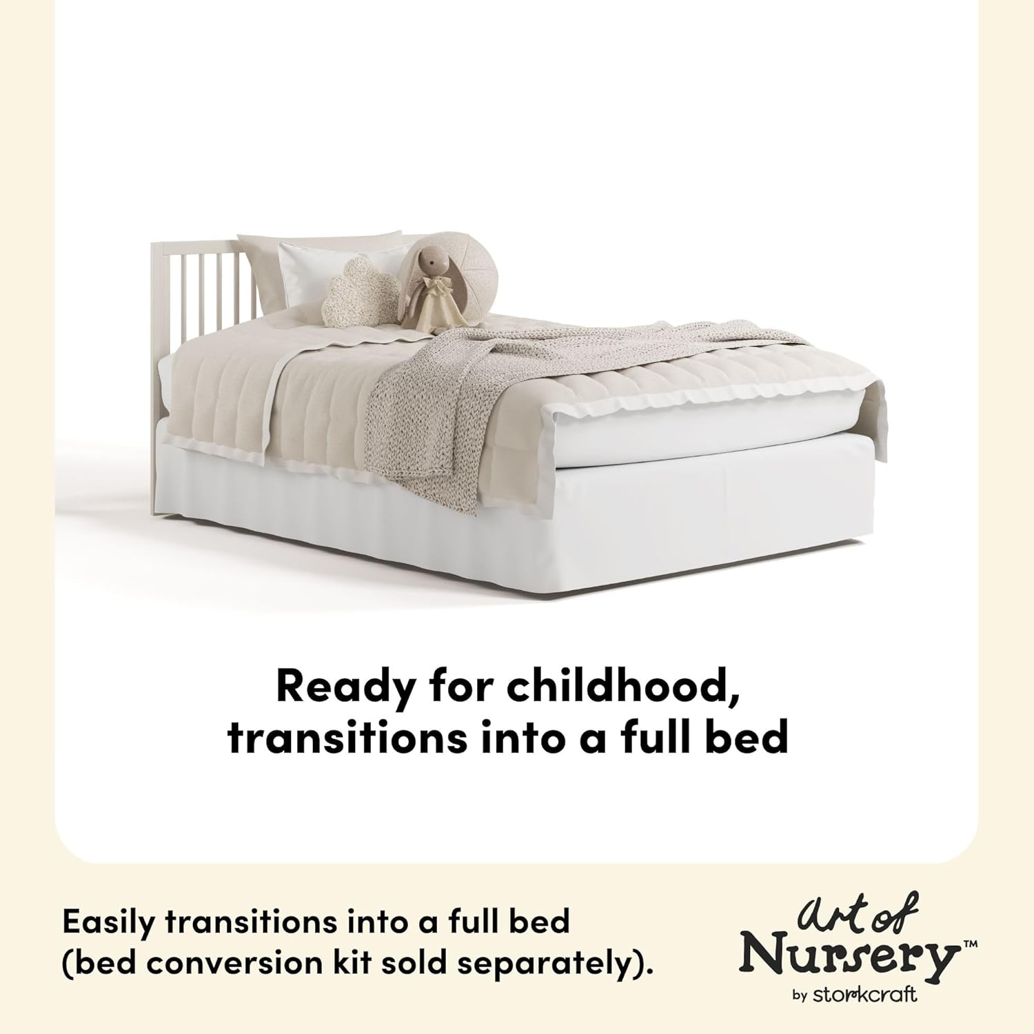 Storkcraft Casablanca Convertible Crib with Drawer and Toddler Guardrail (Frosted Oat) – GREENGUARD Gold Certified, Toddler Bed Conversion Kit Included, Fits Standard Crib Mattress, Crib with Storage