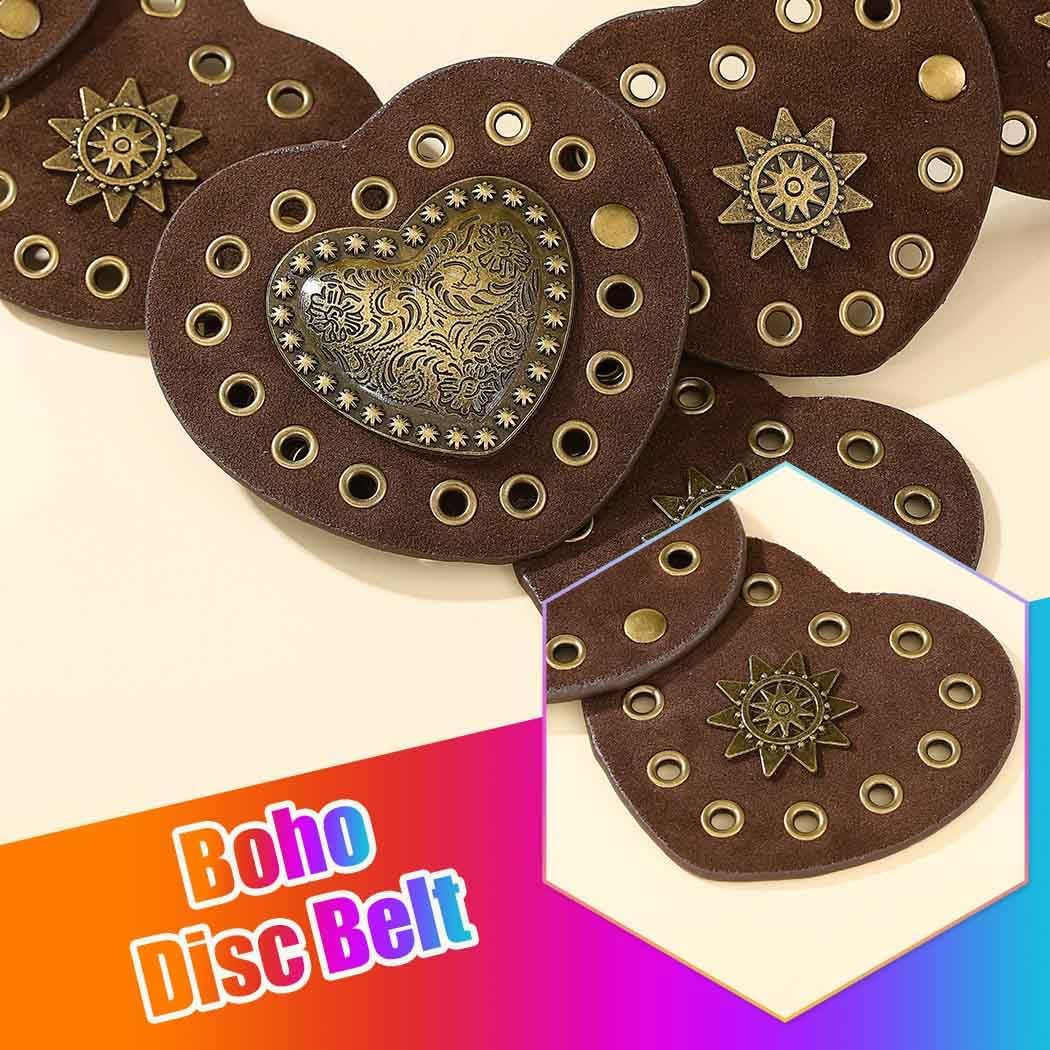 COSYDAYS Boho Wide Disc Belt Brown Western Vintage Leather Concho Belts Fashion for Women - Image 6