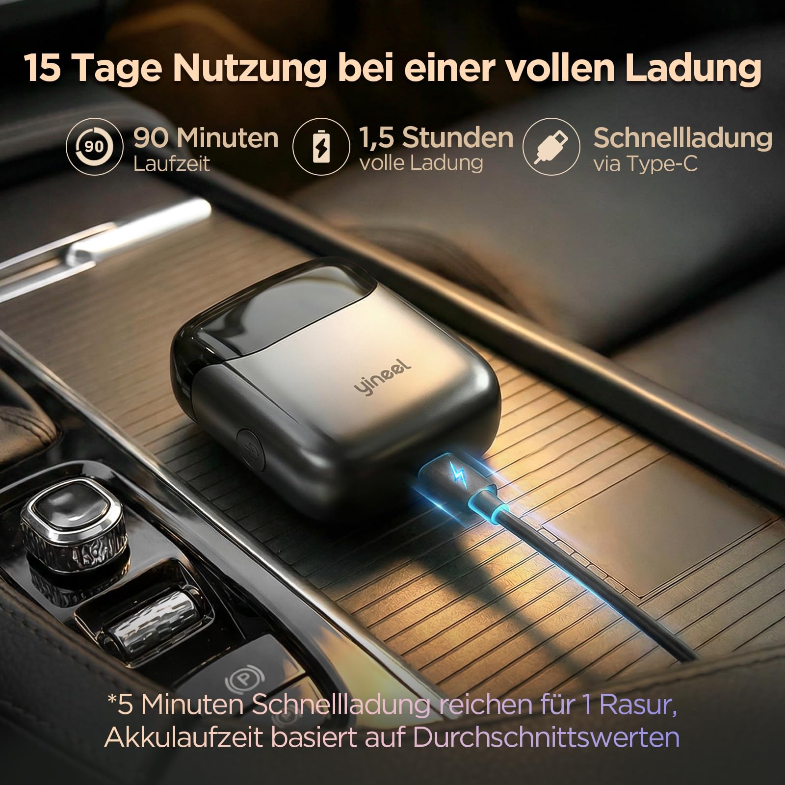 Elektrorasierer Herren, Yineel VT100 Folienrasierer Herren mit 3 schwebenden Köpfen, Mini Rasierer Herren Elektrisch IPX7 wasserdicht, Tragbarer USB mit Premium Case, für Gesicht,Bart und Reisen