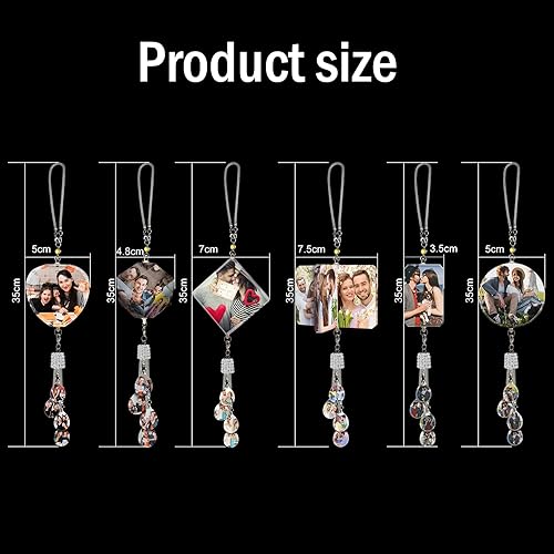 Miniatura 3 de Colgante de cristal para foto, colgante de accesorios para espejo retrovisor, adorno para colgar fotos personalizado, accesorios de coche para mujer