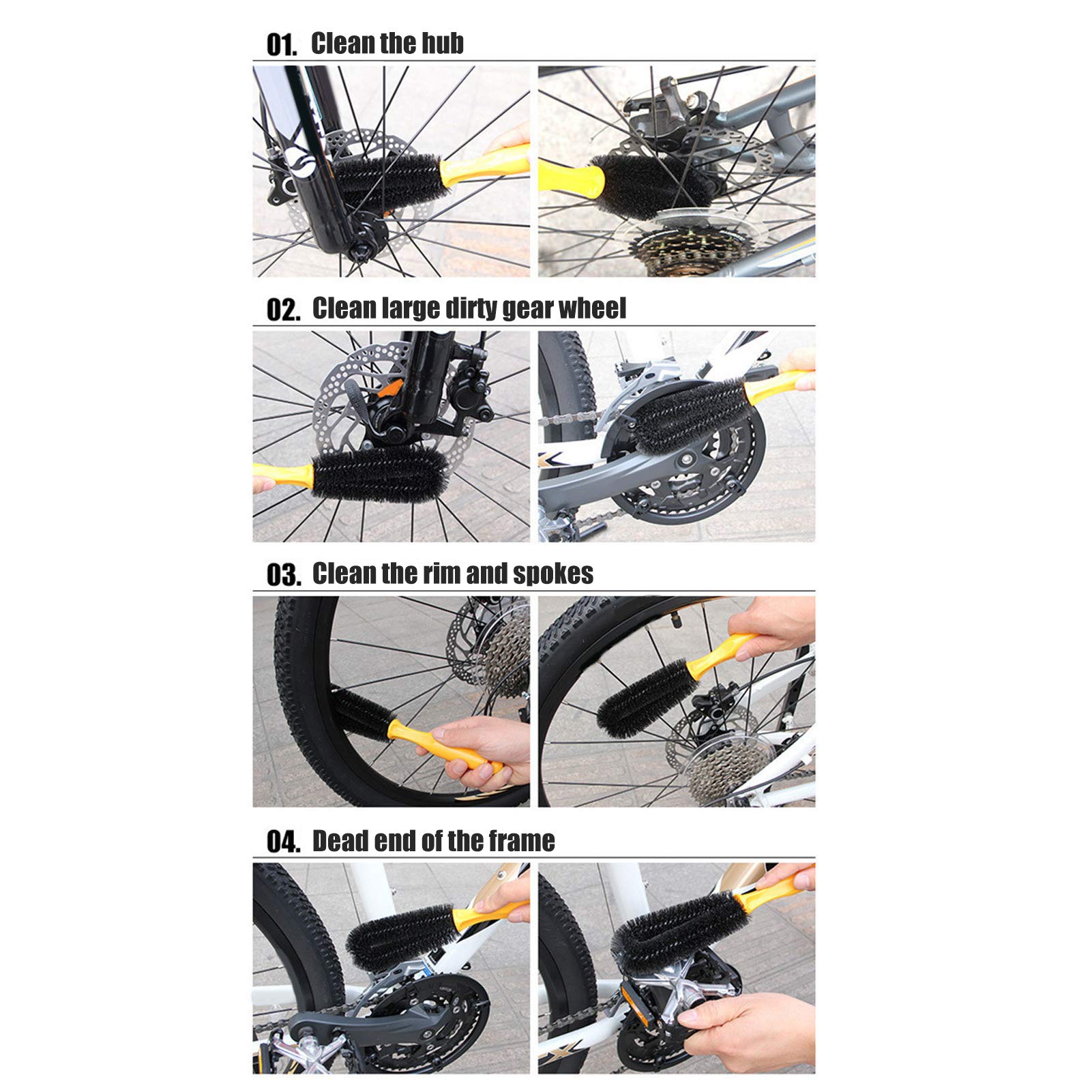 NYSUZHOUJI Bike Chain Cleaner Brushes Cycling Washing Kit Bicycle Maintenance Tool for Home Use