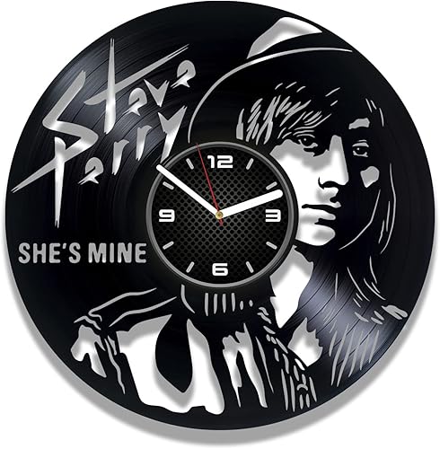 Kovides - Reloj de pared de disco de vinilo compatible con Steve Perry regalo de cumpleaños temático She's Mine Song Design