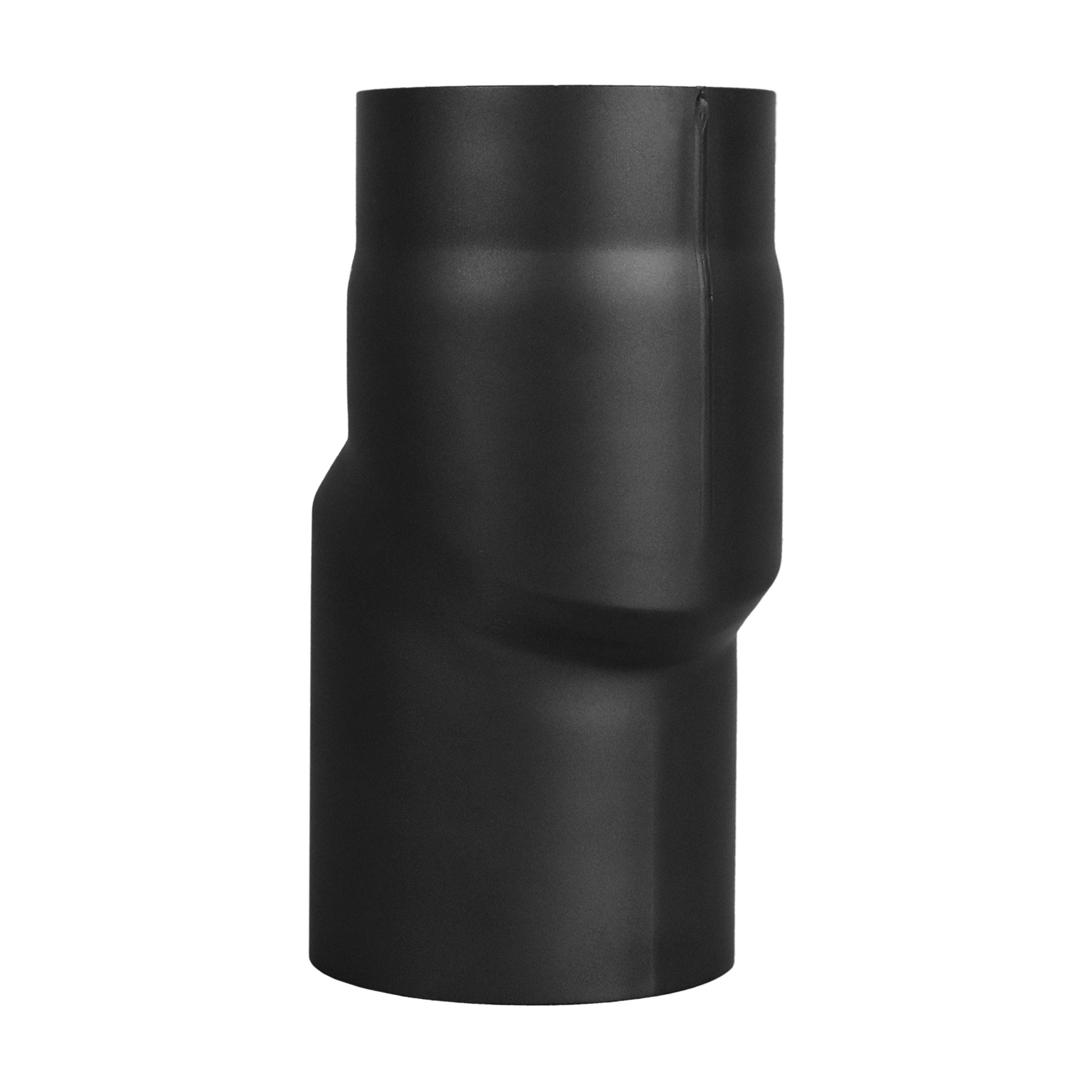LANZZAS Rauchrohr Versatzbogen mit 20 mm Versatz - im Durchmesser Ø 150 mm - Farbe: schwarz - Ofenrohr Doppelbogen Etagenbogen