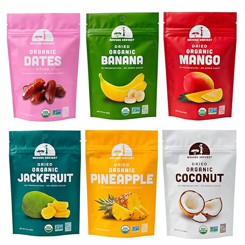 Miniatura 112 de Mavuno Harvest Paquete variado de frutas secas orgánicas, mango seco, papaya, piña, plátano, yaca y mezcla tropical, saludable, vegano, sin azúcar