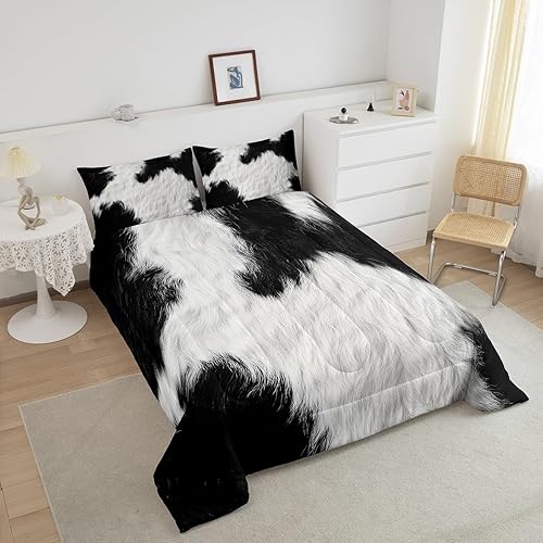 Miniatura 2 de Erosebridal Juego de edredón de vaca para niños, tamaño individual, juego de ropa de cama de piel de vaca para niños y adolescentes, juegos de